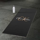 White gold monogram initiaal name script elegant yogamat