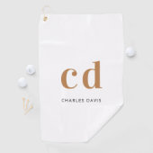White gold monogram initialen name minimalist golfhanddoek (Insitu)
