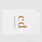 White gold monogram initialen name minimalist golfhanddoek (Horizontaal)