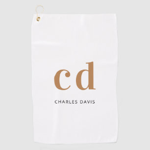 White gold monogram initialen name minimalist golfhanddoek