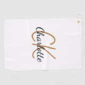 White gold monogram initialen name minimalist golfhanddoek (Horizontaal)