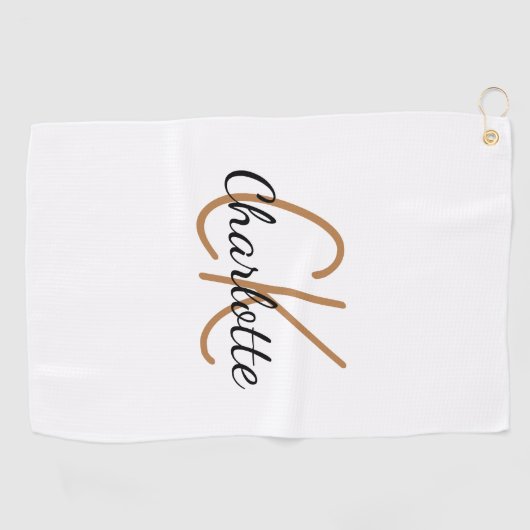 White gold monogram initialen name minimalist golfhanddoek (Horizontaal)