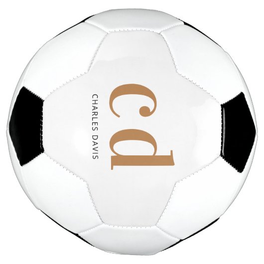 White gold monogram initialen name minimalist voetbal (Gedraaid)