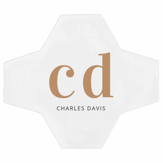 White gold monogram initialen name minimalist voetbal (Enkel)