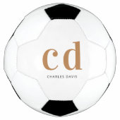 White gold monogram initialen name minimalist voetbal (Voorkant)