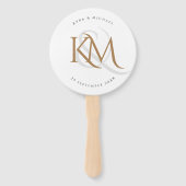 White Gold Monogram Modern Elegant Wedding Program Handwaaier (Voorkant)