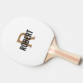 White gold monogram name ping pong paddle tafeltennisbatje (Zijkant)