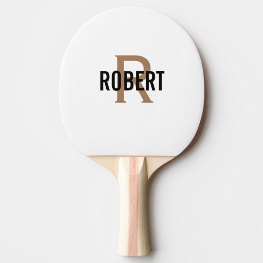 White gold monogram name ping pong paddle tafeltennisbatje (Voorkant)