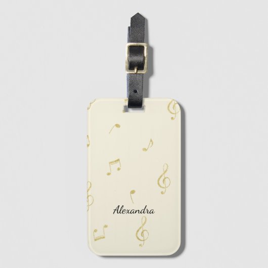 White Gold Music Notes   Bagagelabel (Voorkant (verticaal))