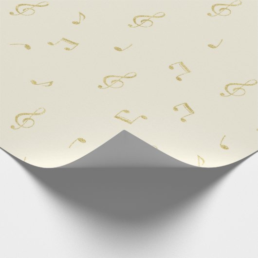 White Gold Music Notes Birthday Cadeaupapier (Hoek)