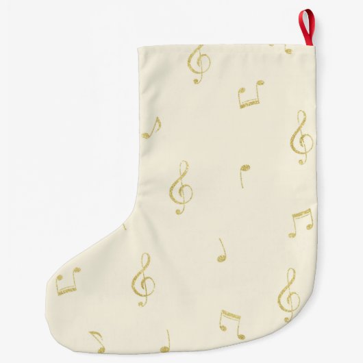 White Gold Music Notes Christmas Grote Kerstsok (Achterkant)