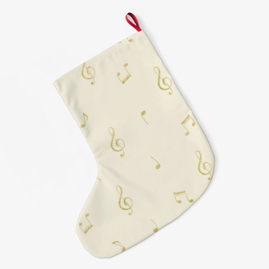 White Gold Music Notes Christmas Grote Kerstsok (Achterkant (Hangend))