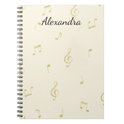 White Gold Music Notes   Notitieboek (Voorkant)