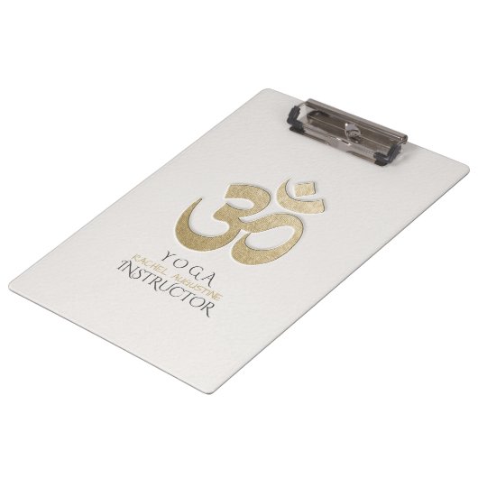 White & Gold OM Symbol Yoga Mediation instructeur Klembord (Gekanteld)