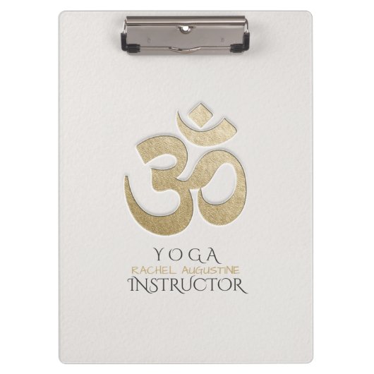 White & Gold OM Symbol Yoga Mediation instructeur Klembord (Voorkant)