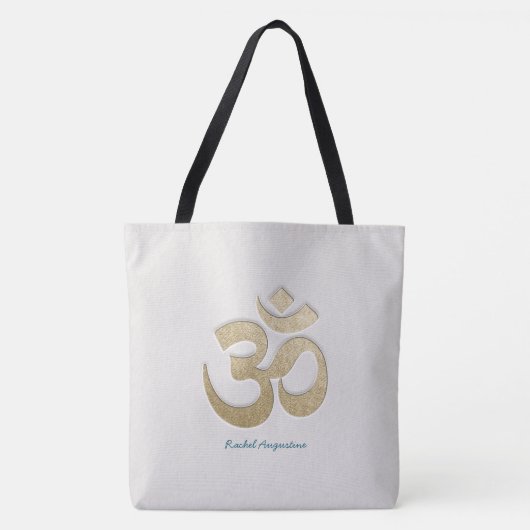 White & Gold OM Symbol Yoga Mediation instructeur Tote Bag (Voorkant)