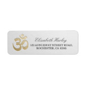 White & Gold OM Symbol Yoga Mediation Instructor Etiket (Voorkant)
