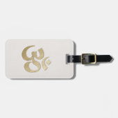 White & Gold OM Symbool YOGA Meditation Instructor Bagagelabel (Voorkant horizontaal)