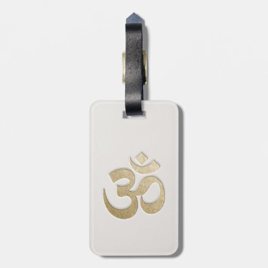 White & Gold OM Symbool YOGA Meditation Instructor Bagagelabel (Achterkant verticaal)