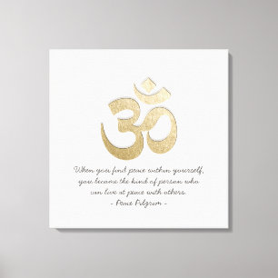 White & Gold OM Symbool YOGA Meditation Instructor Canvas Afdruk