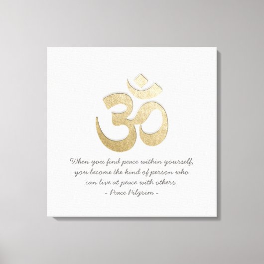 White & Gold OM Symbool YOGA Meditation Instructor Canvas Afdruk (Voorkant)