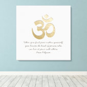 White & Gold OM Symbool YOGA Meditation Instructor Canvas Afdruk (Insitu (Houten vloer))