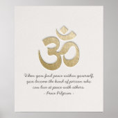 White & Gold OM Symbool YOGA Meditation Instructor Poster (Voorkant)