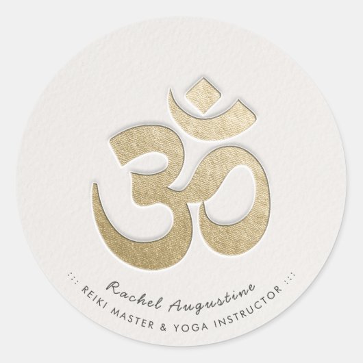 White & Gold OM Symbool YOGA Meditation Instructor Ronde Sticker (Voorkant)