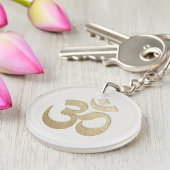 White & Gold OM Symbool YOGA Meditation Instructor Sleutelhanger