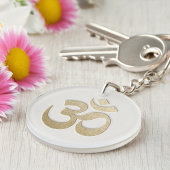 White & Gold OM Symbool YOGA Meditation Instructor Sleutelhanger
