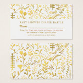 White & Gold Oriental Floral, Diaper Raffle Ticket Visitekaartje (Voorkant /achterkant)