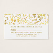 White & Gold Oriental Floral, Diaper Raffle Ticket Visitekaartje (Voorkant)