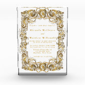 White Gold Ornament Keepslag Wedding Invite Fotoblokken (Voorkant)