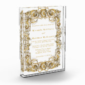 White Gold Ornament Keepslag Wedding Invite Fotoblokken (Links)
