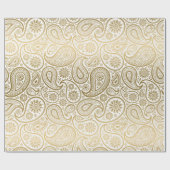 White & Gold  Paisley Pattern Cadeaupapier (Vlak)