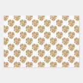 White Gold Palm Leaf Pattern Monstera Deliciosa Inpakpapier Vel (Voorkant 2)