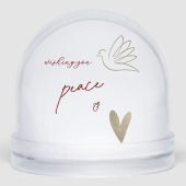 White & Gold Peace & Love Photo Year Sneeuwbol (Voorkant)