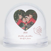 White & Gold Peace & Love Photo Year Sneeuwbol (Achterkant)