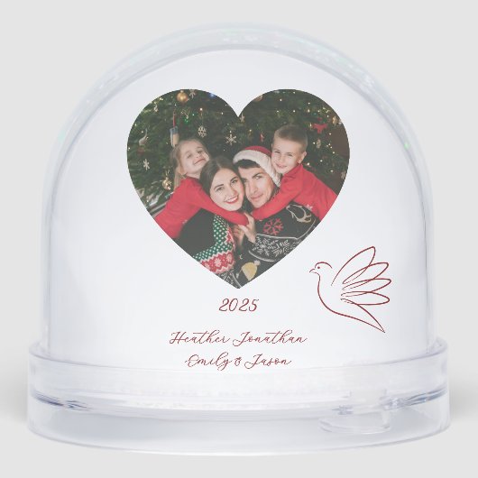 White & Gold Peace & Love Photo Year Sneeuwbol (Achterkant)