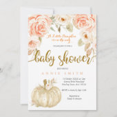 White Gold Peach baby shower Uitnodigingskaart mei Kaart (Voorkant)