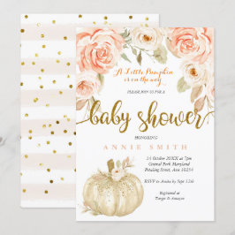 White Gold Peach baby shower Uitnodigingskaart mei Kaart