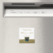 White, Gold Peacock Feather Wedding Favor Magnet (Insitu (Vaatwasser))