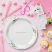 White & Gold Personalized Foliage Wedding Papieren Bordje (Feest)