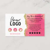 White Gold Pink Agate Bedankt voor aankoop Visitekaartje (Achterkant)