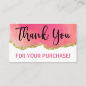 White Gold Pink Agate Bedankt voor aankoop Visitekaartje (Voorkant)