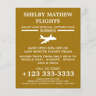 White & Gold Plane Icon, Airline Adverteren Flyer