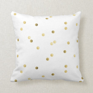 White Gold Polka Dot Decorative Kussens