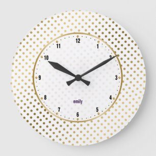 White & Gold Polka Dots Pattern Grote Klok