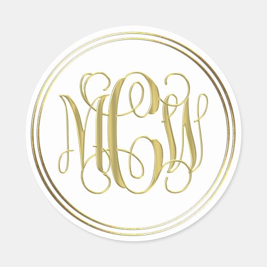 White Gold Preppy Vine Script Monogram DIY BG Ronde Sticker