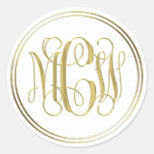 White Gold Preppy Vine Script Monogram DIY BG Ronde Sticker (Voorkant)